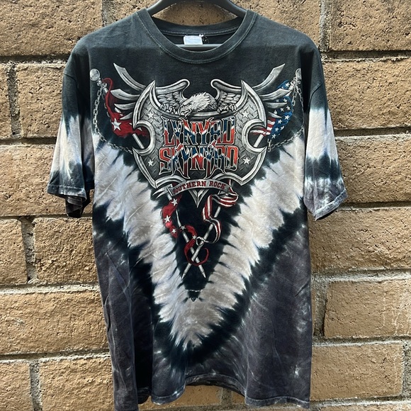 Lynard Skynyrd Men’s Large navy blue black and Gray Graphic T-Shirt tie dye - Picture 8 of 9